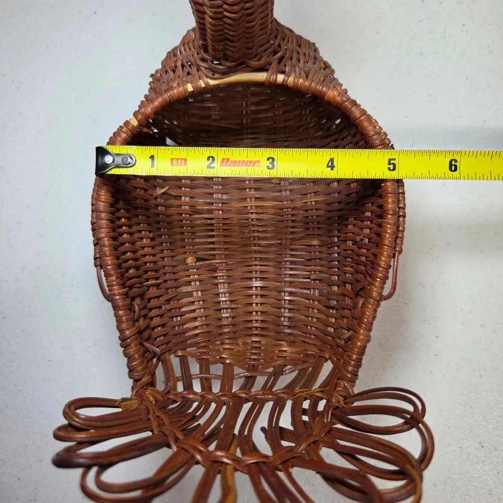 Vintage Turkey‎ Wicker Basket Thanksgiving Fall Harvest Decor Brown Rattan